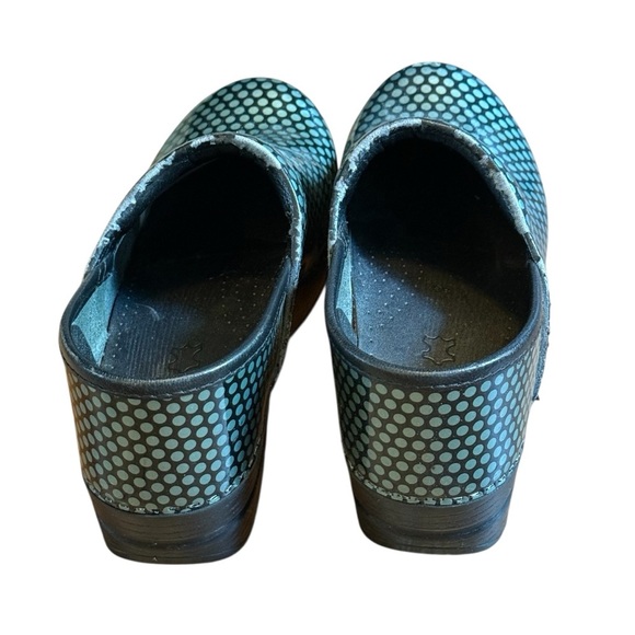 Dansko Green And Black Polka Dot Patent Leather Clogs Size EU 38 US 7.5-8 - Picture 4 of 8